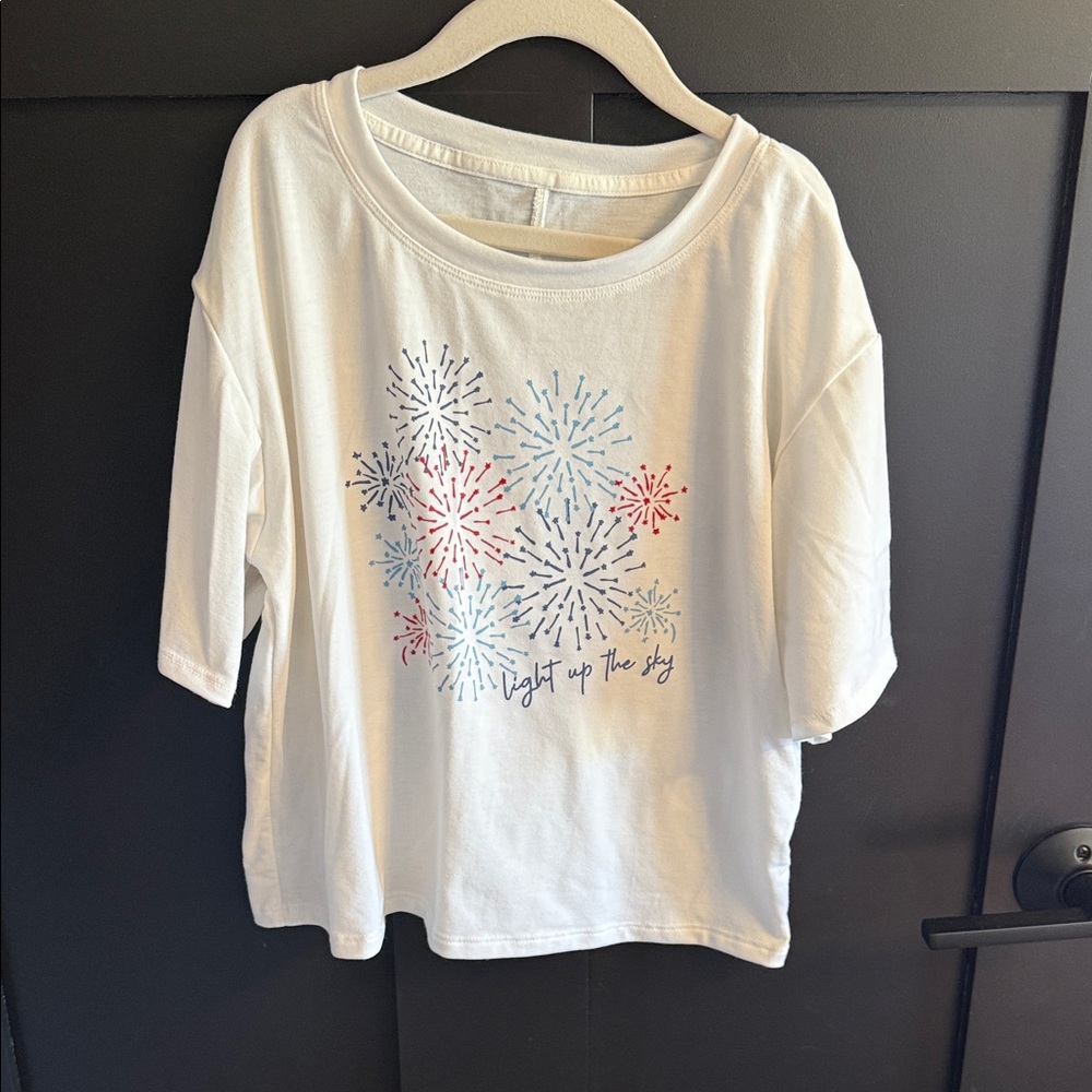 All in Motion White Firework Graphic Tee